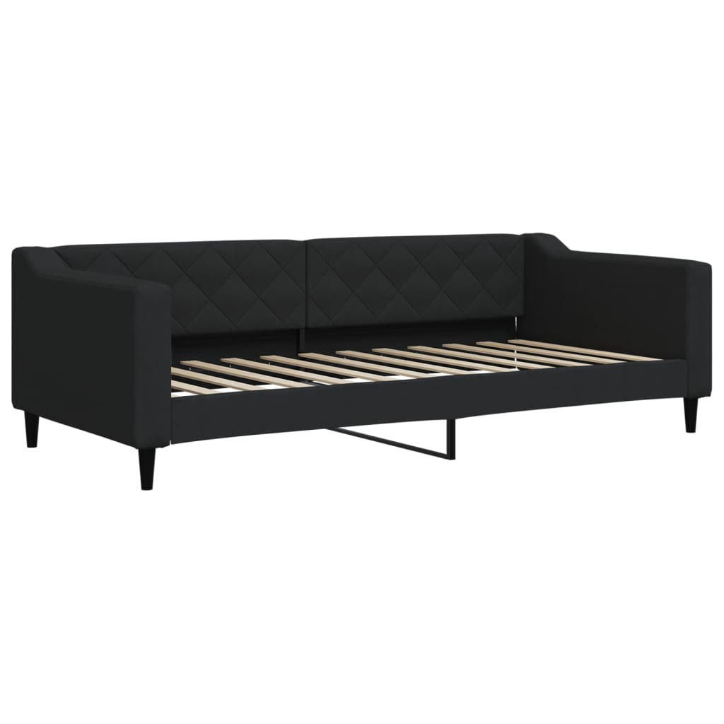 Lit de jour avec gigogne et tiroirs noir 90x200 cm tissu - XIOS