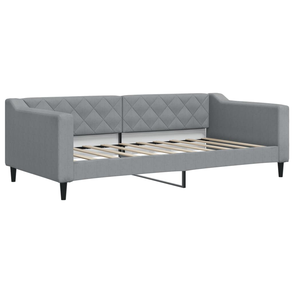 Lit de jour avec gigogne et tiroirs gris clair 90x190 cm tissu - XIOS