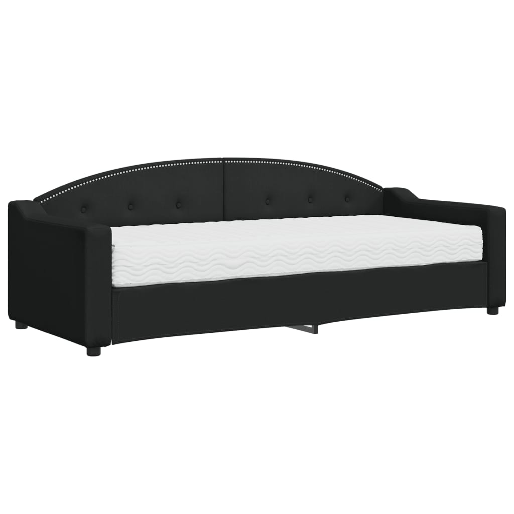 Lit de jour avec matelas noir 80x200 cm tissu - XIOS