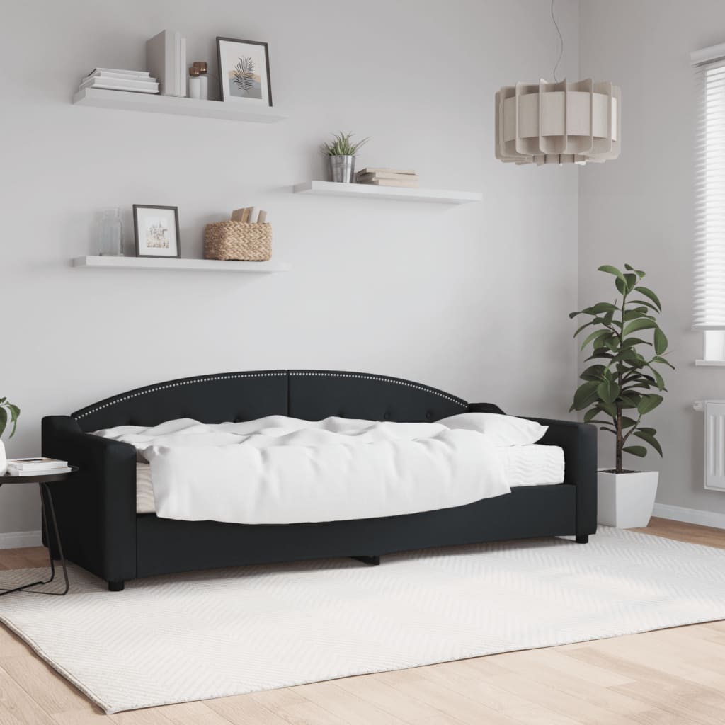 Lit de jour avec matelas noir 80x200 cm tissu - XIOS