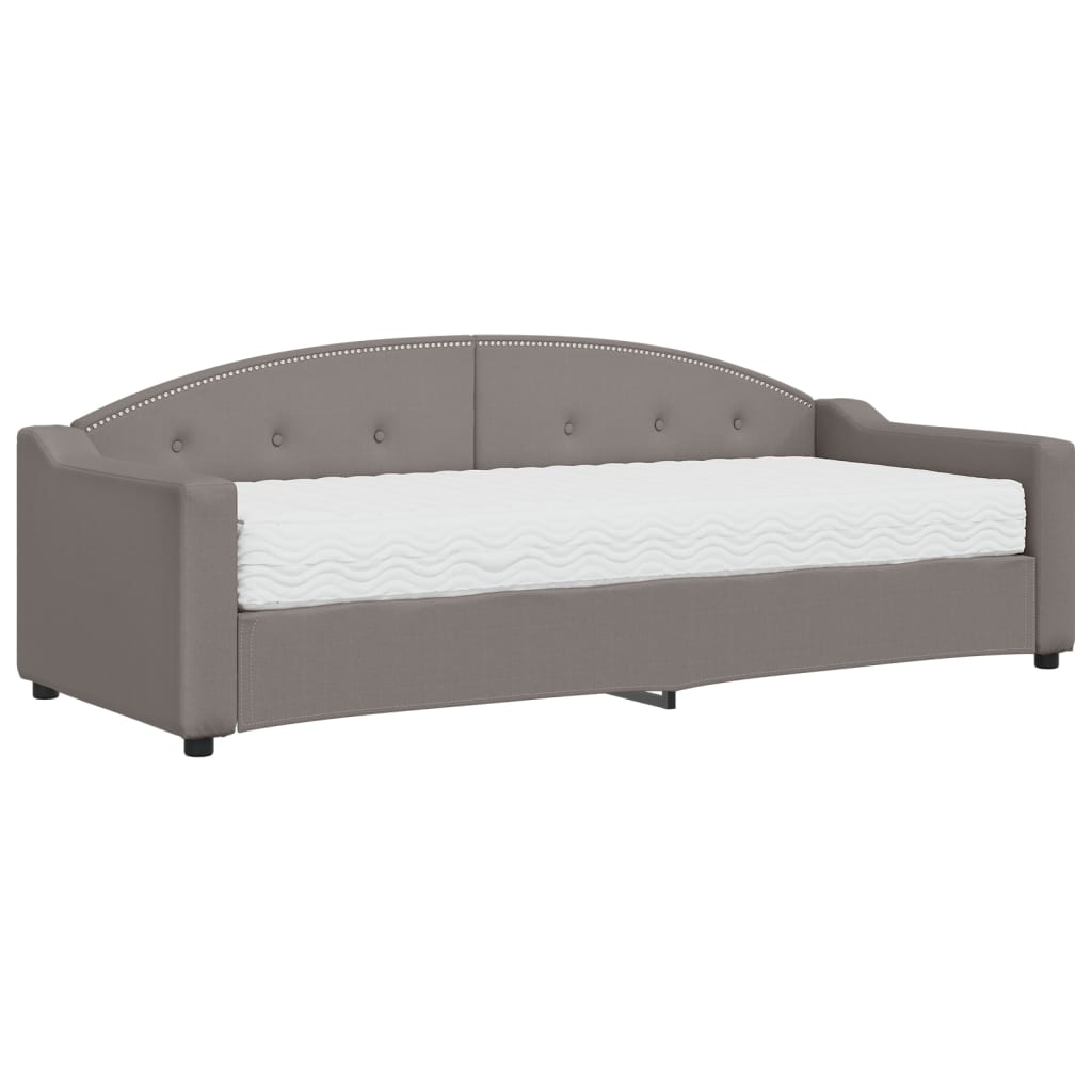 Lit de jour avec matelas taupe 80x200 cm tissu - XIOS