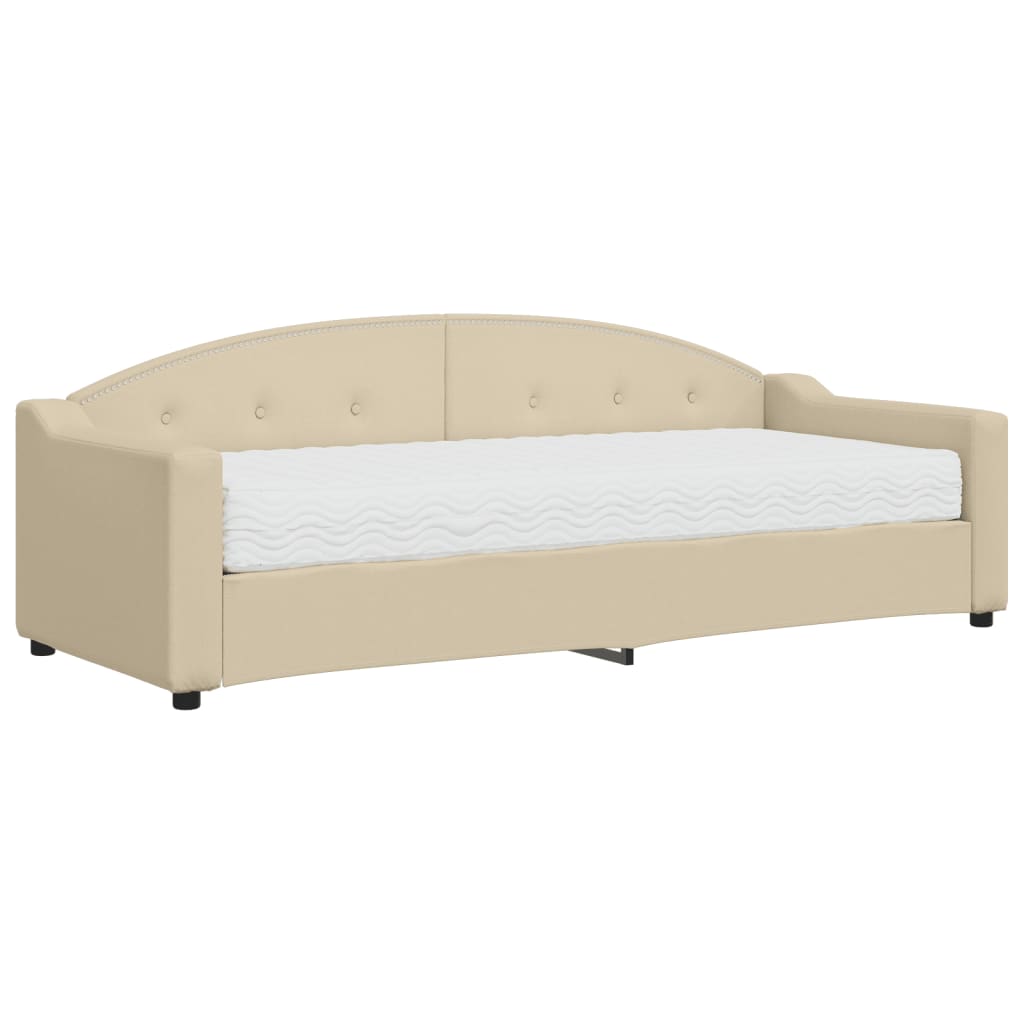 Lit de jour avec matelas crème 80x200 cm tissu - XIOS
