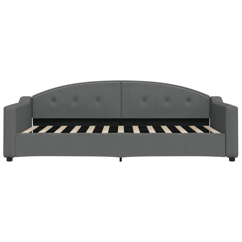 Lit de jour avec matelas gris foncé 90x200 cm tissu - XIOS