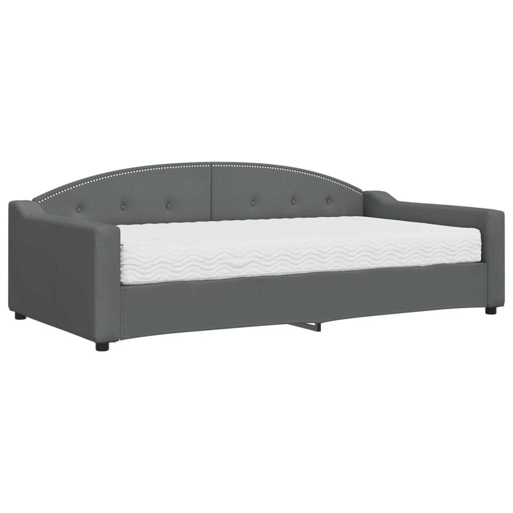 Lit de jour avec matelas gris foncé 100x200 cm tissu - XIOS