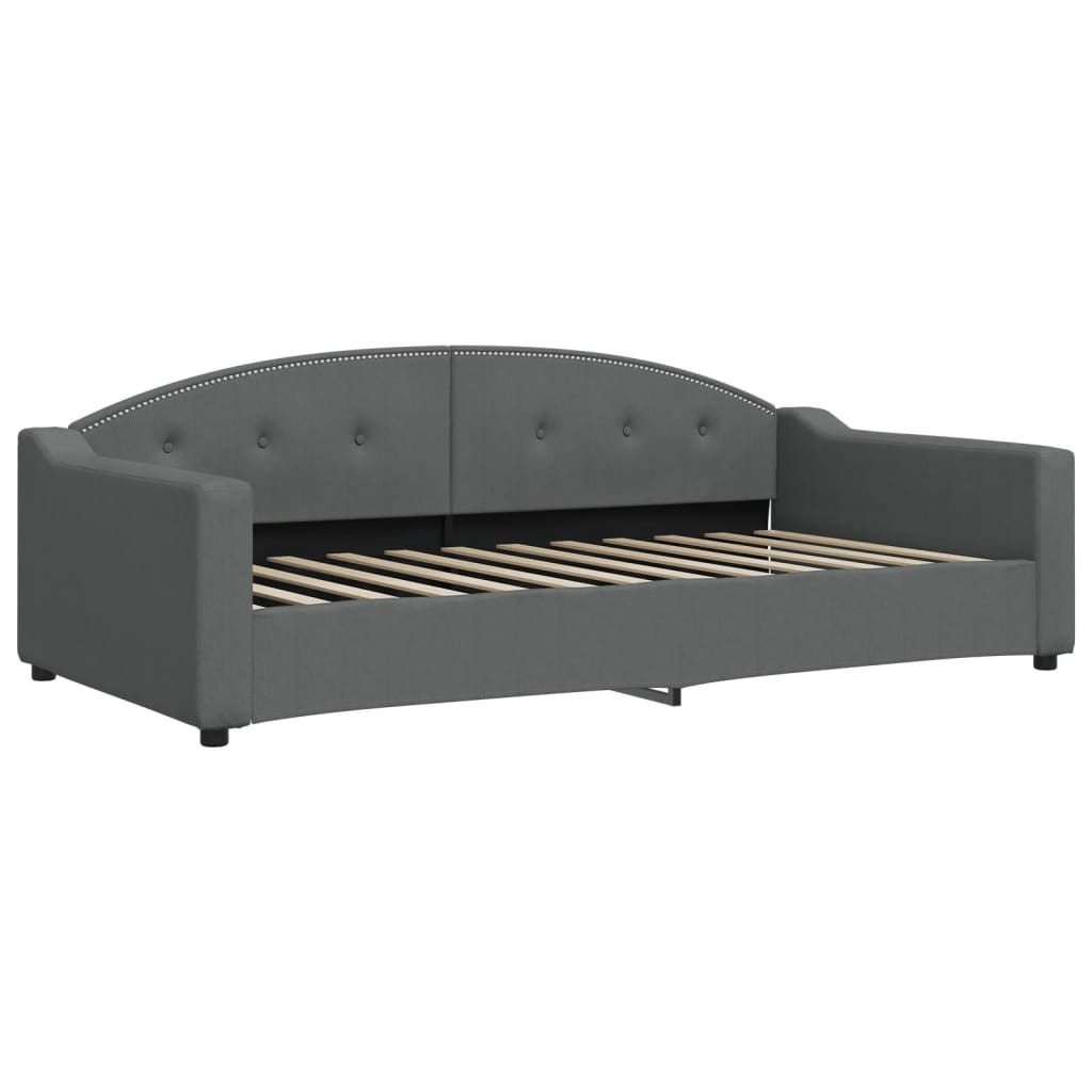 Lit de jour avec matelas gris foncé 100x200 cm tissu - XIOS
