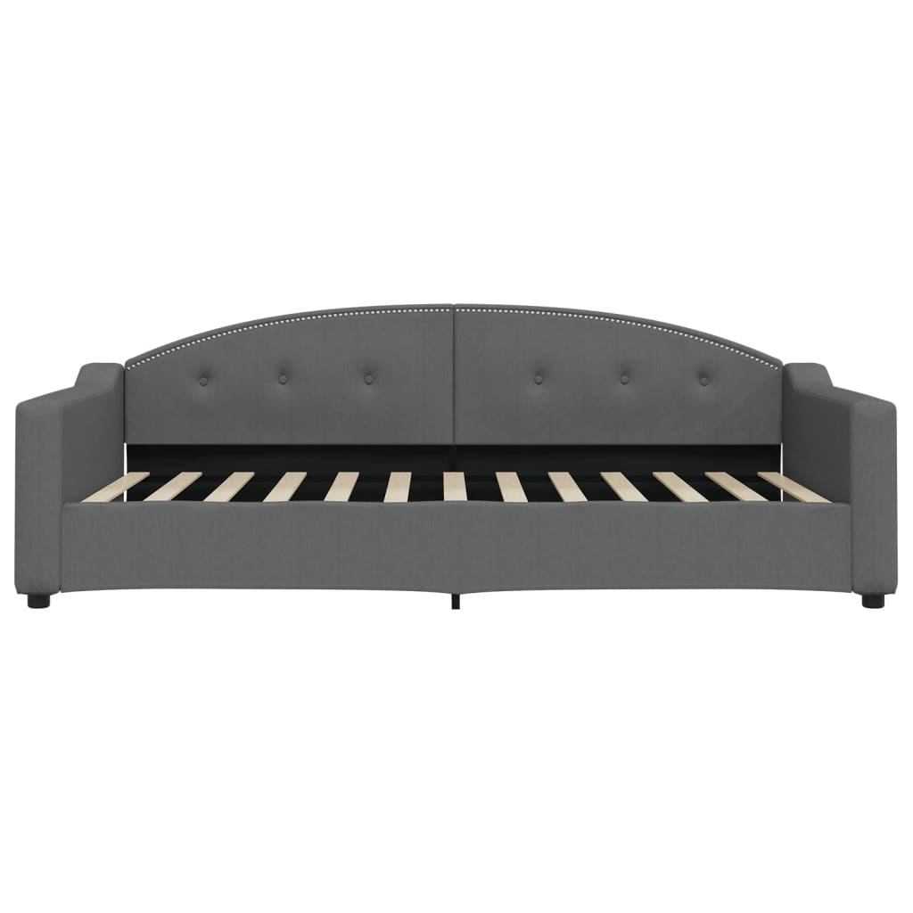 Lit de jour avec matelas gris foncé 100x200 cm tissu - XIOS