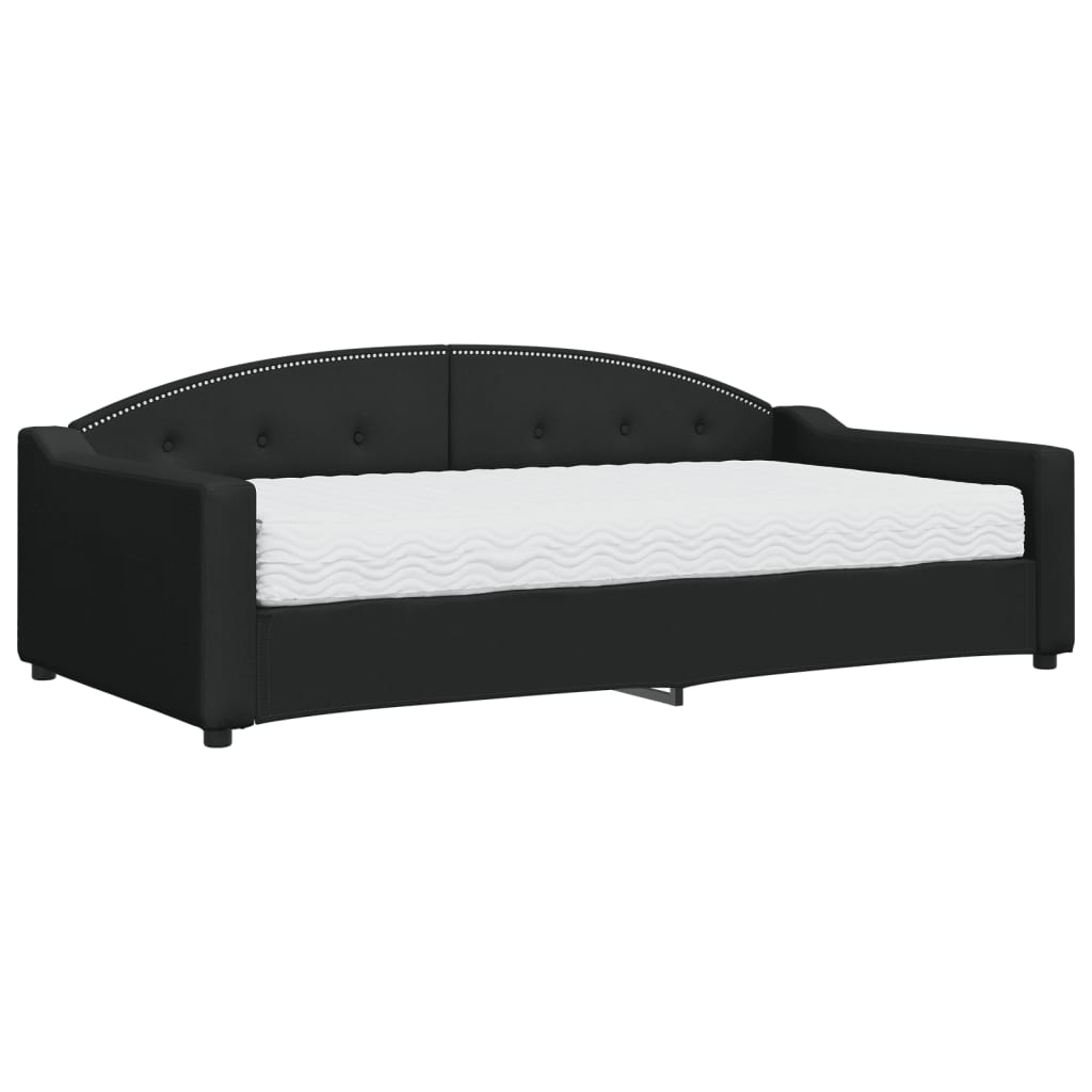 Lit de jour avec matelas noir 100x200 cm tissu - XIOS