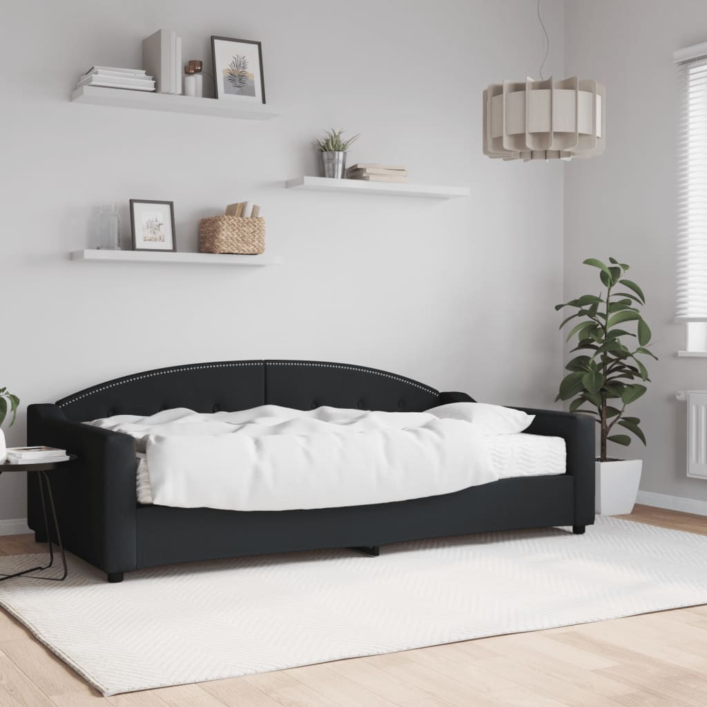 Lit de jour avec matelas noir 100x200 cm tissu - XIOS