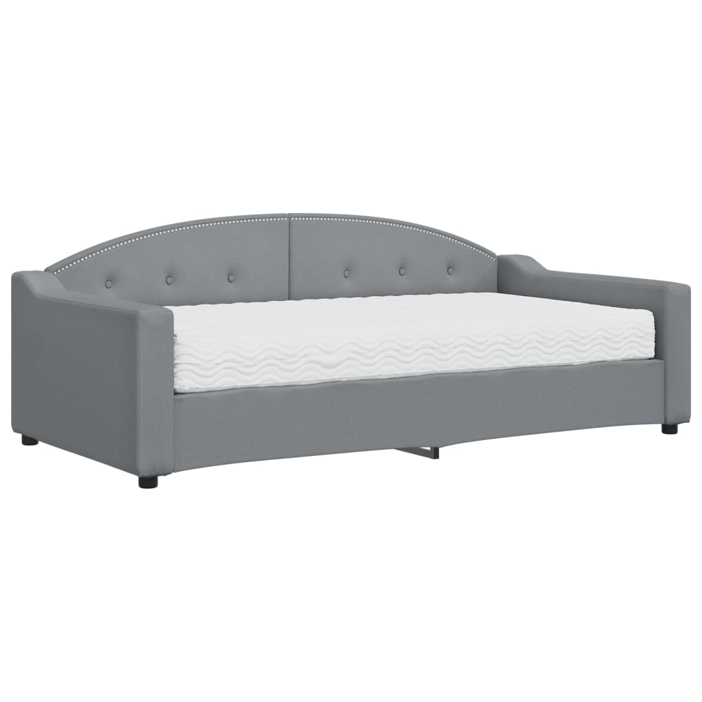 Lit de jour avec matelas gris clair 90x190 cm tissu - XIOS