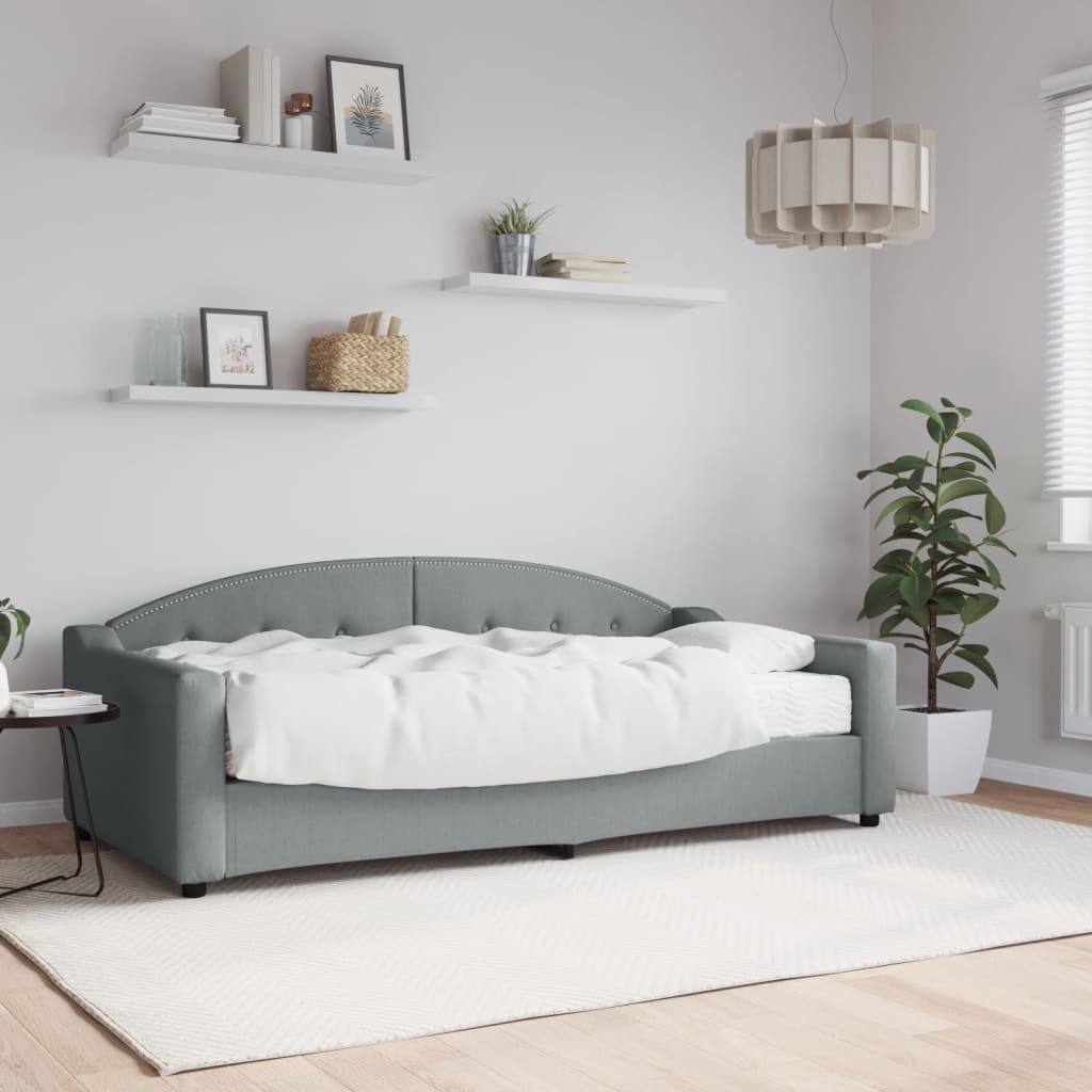 Lit de jour avec matelas gris clair 90x190 cm tissu - XIOS