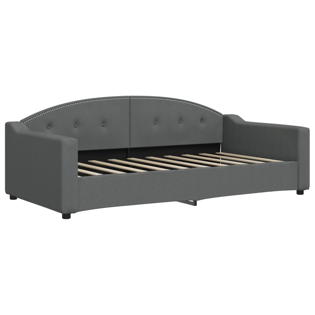 Lit de jour avec matelas gris foncé 90x190 cm tissu - XIOS