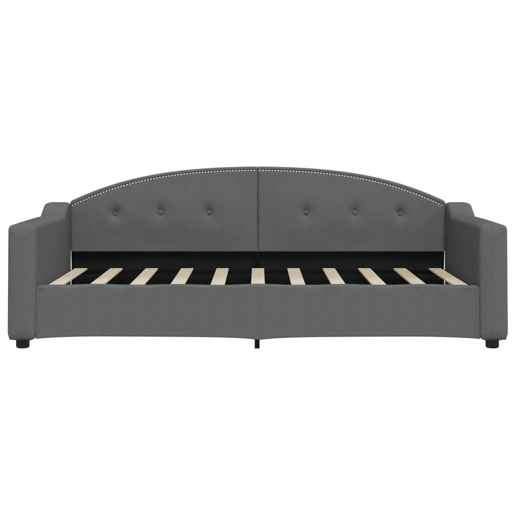 Lit de jour avec matelas gris foncé 90x190 cm tissu - XIOS