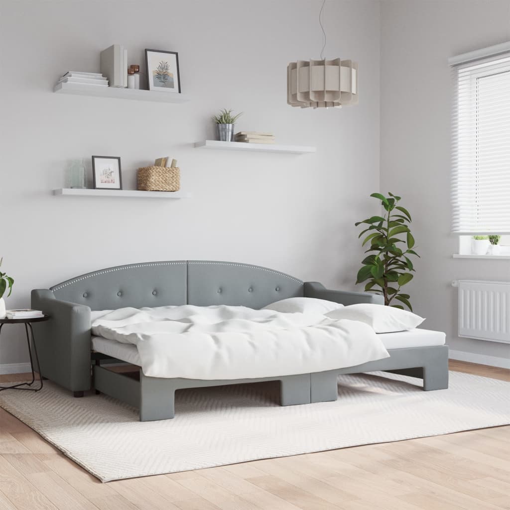 Lit de jour avec gigogne sans matelas gris clair 80x200 cm - XIOS