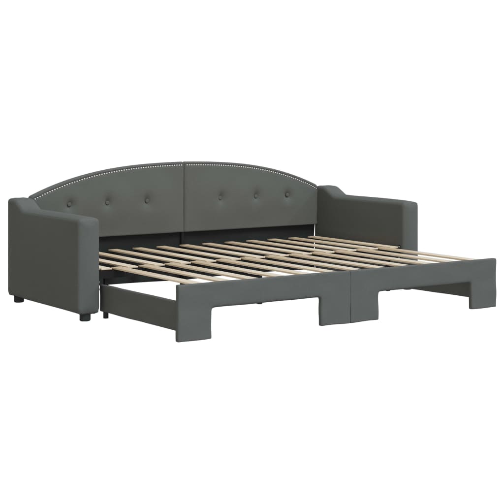 Lit de jour avec gigogne sans matelas gris foncé 80x200 cm - XIOS
