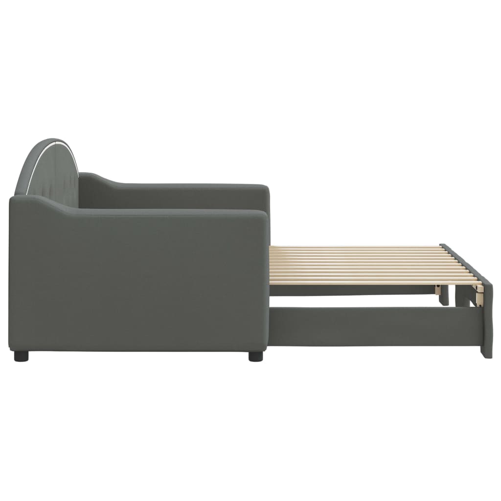 Lit de jour avec gigogne sans matelas gris foncé 80x200 cm - XIOS