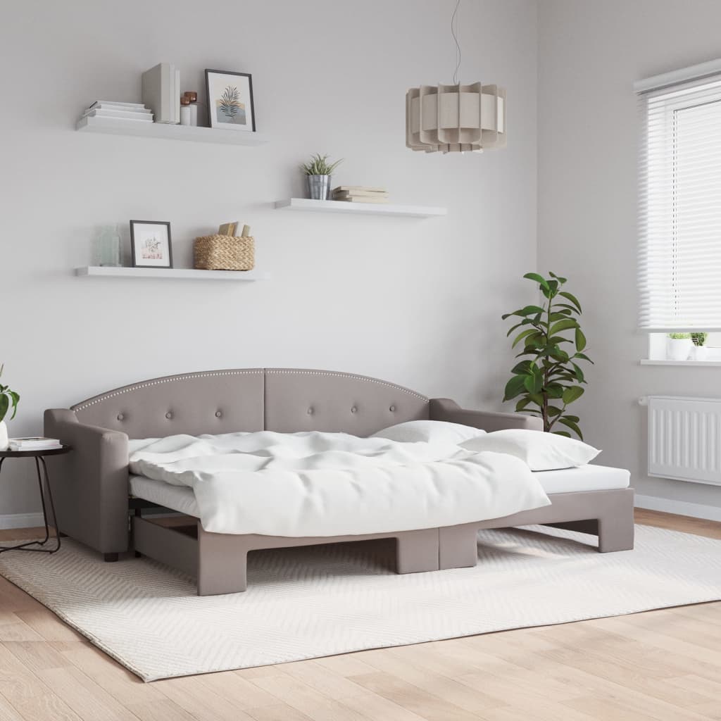 Lit de jour avec gigogne sans matelas taupe 80x200 cm - XIOS