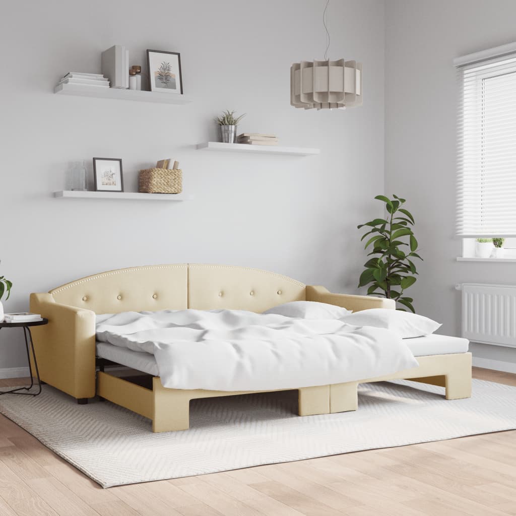 Lit de jour avec gigogne sans matelas crème 90x200 cm - XIOS