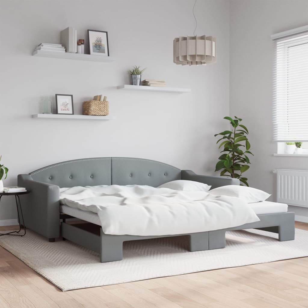 Lit de jour avec gigogne sans matelas gris clair 100x200 cm - XIOS