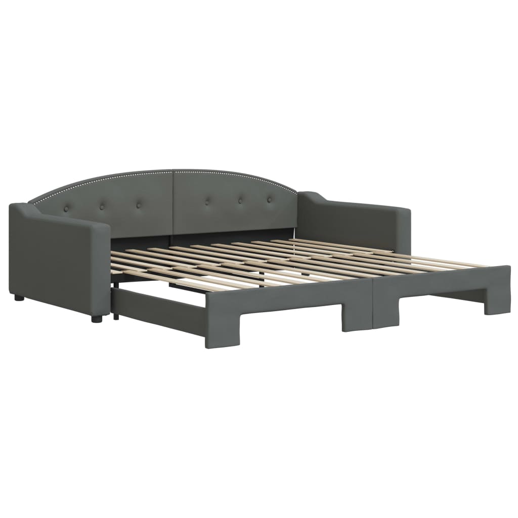 Lit de jour avec gigogne sans matelas gris foncé 100x200 cm - XIOS