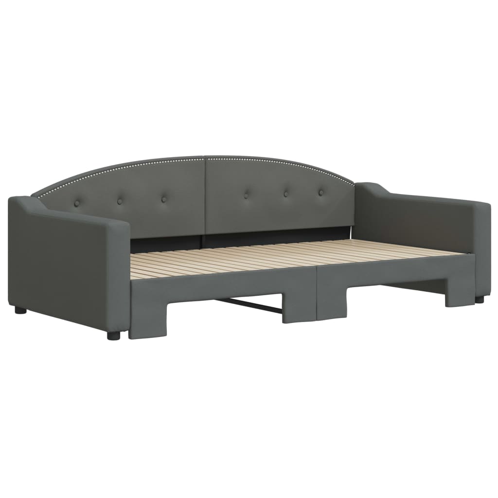 Lit de jour avec gigogne sans matelas gris foncé 100x200 cm - XIOS