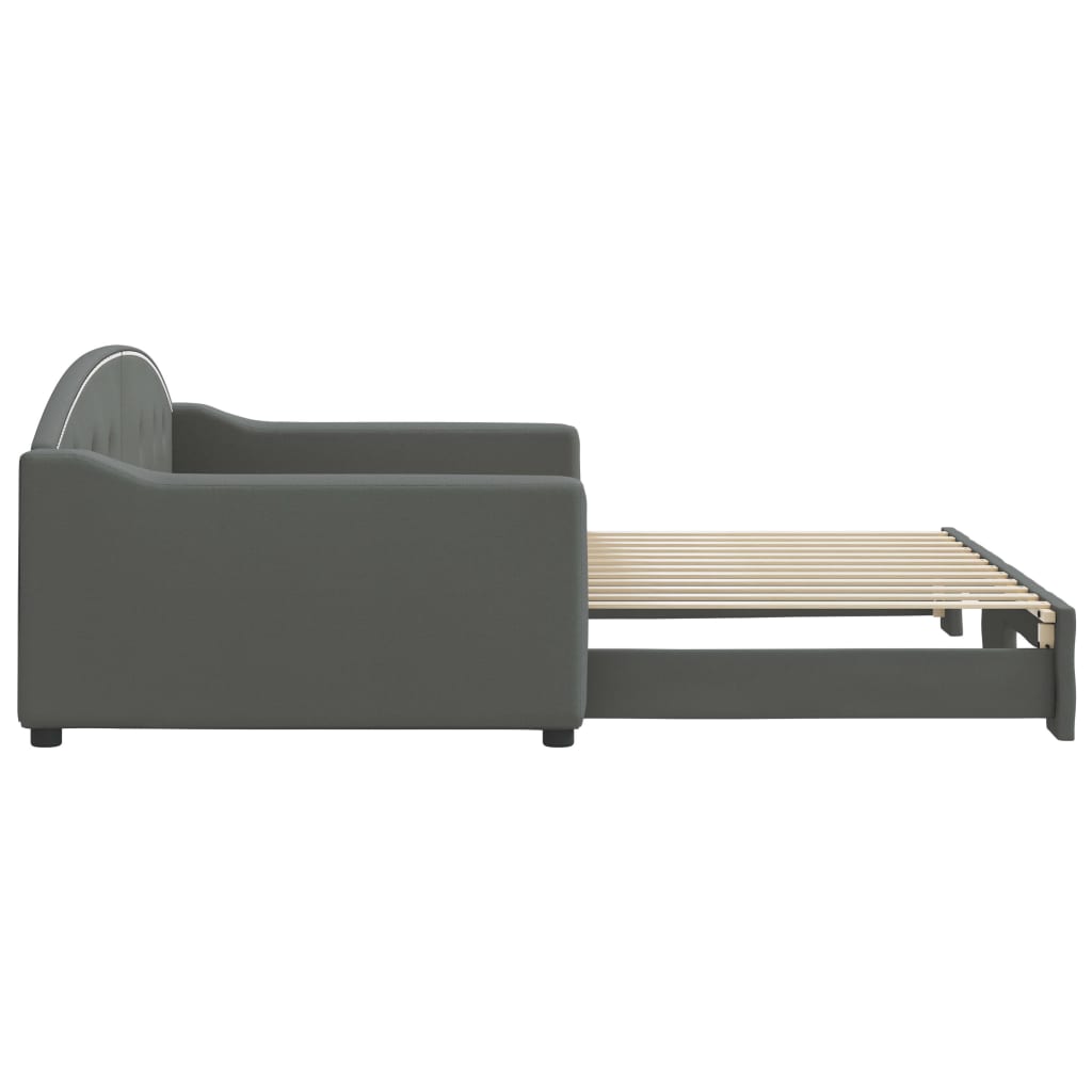 Lit de jour avec gigogne sans matelas gris foncé 100x200 cm - XIOS
