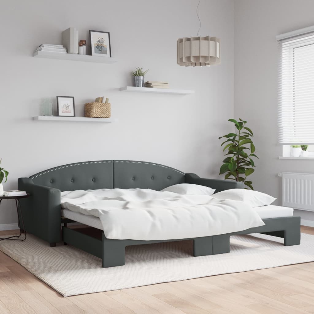 Lit de jour avec gigogne sans matelas gris foncé 100x200 cm - XIOS