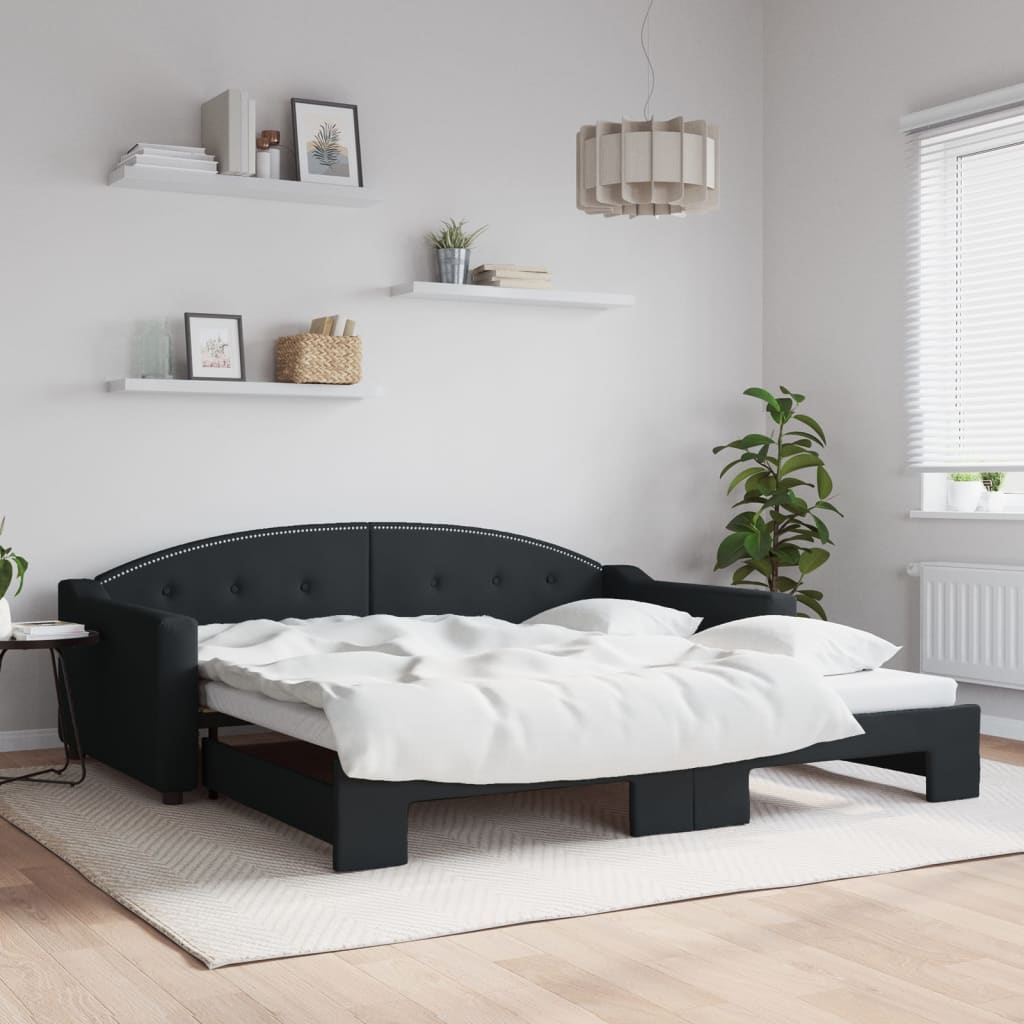 Lit de jour avec gigogne sans matelas noir 100x200 cm - XIOS