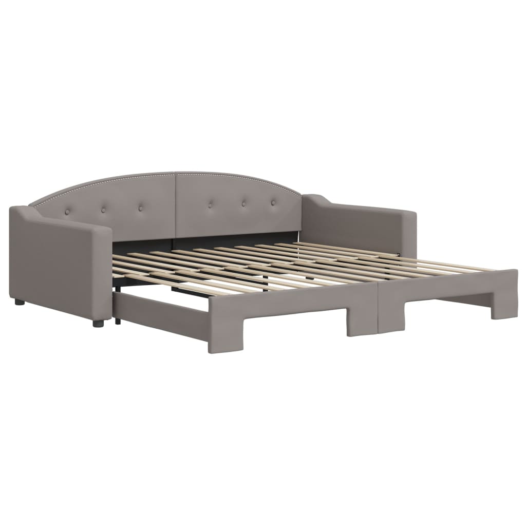 Lit de jour avec lit gigogne taupe 100x200 cm tissu - XIOS