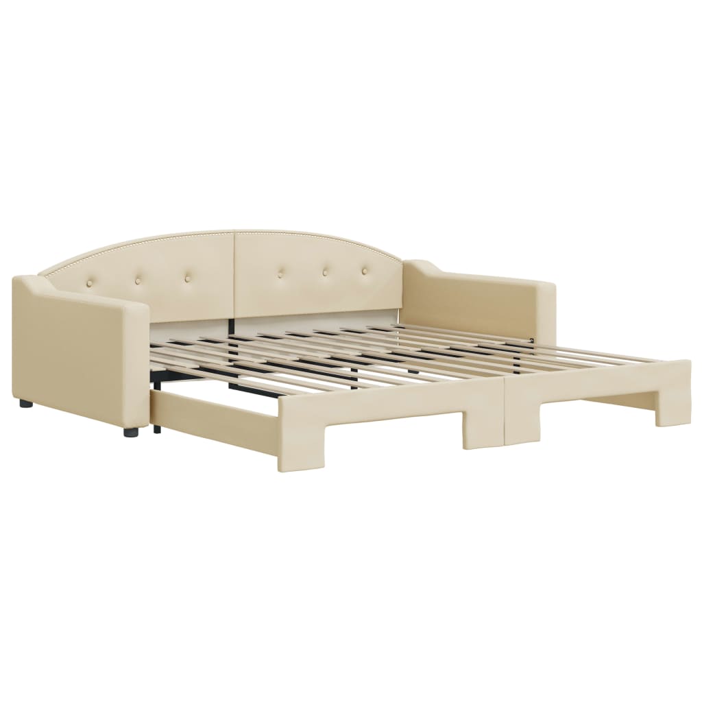 Lit de jour avec lit gigogne crème 100x200 cm tissu - XIOS