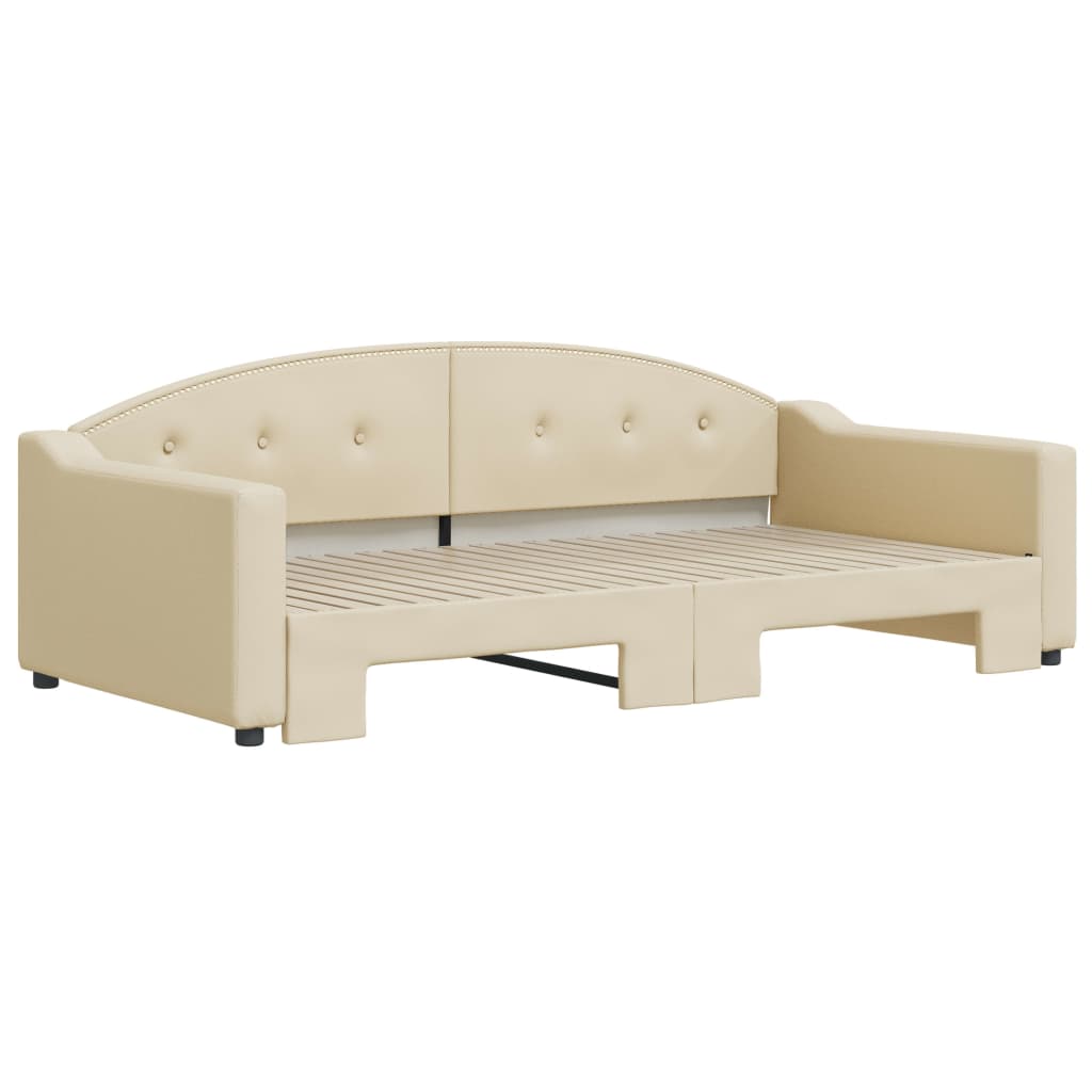 Lit de jour avec lit gigogne crème 100x200 cm tissu - XIOS