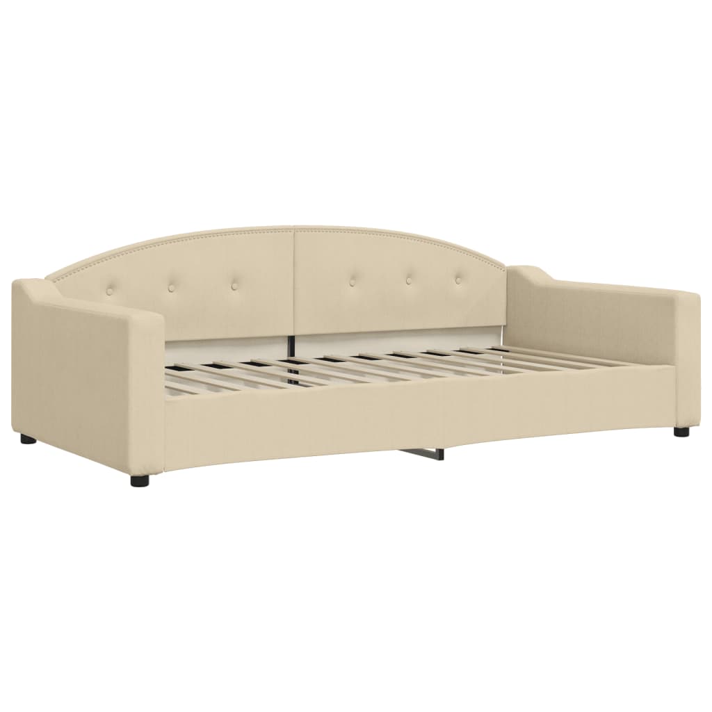 Lit de jour avec lit gigogne crème 100x200 cm tissu - XIOS