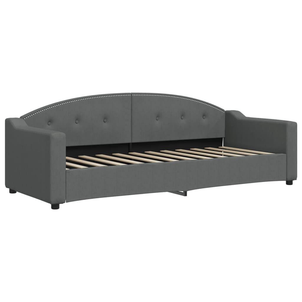 Lit de jour avec gigogne et matelas gris foncé 80x200 cm tissu - XIOS