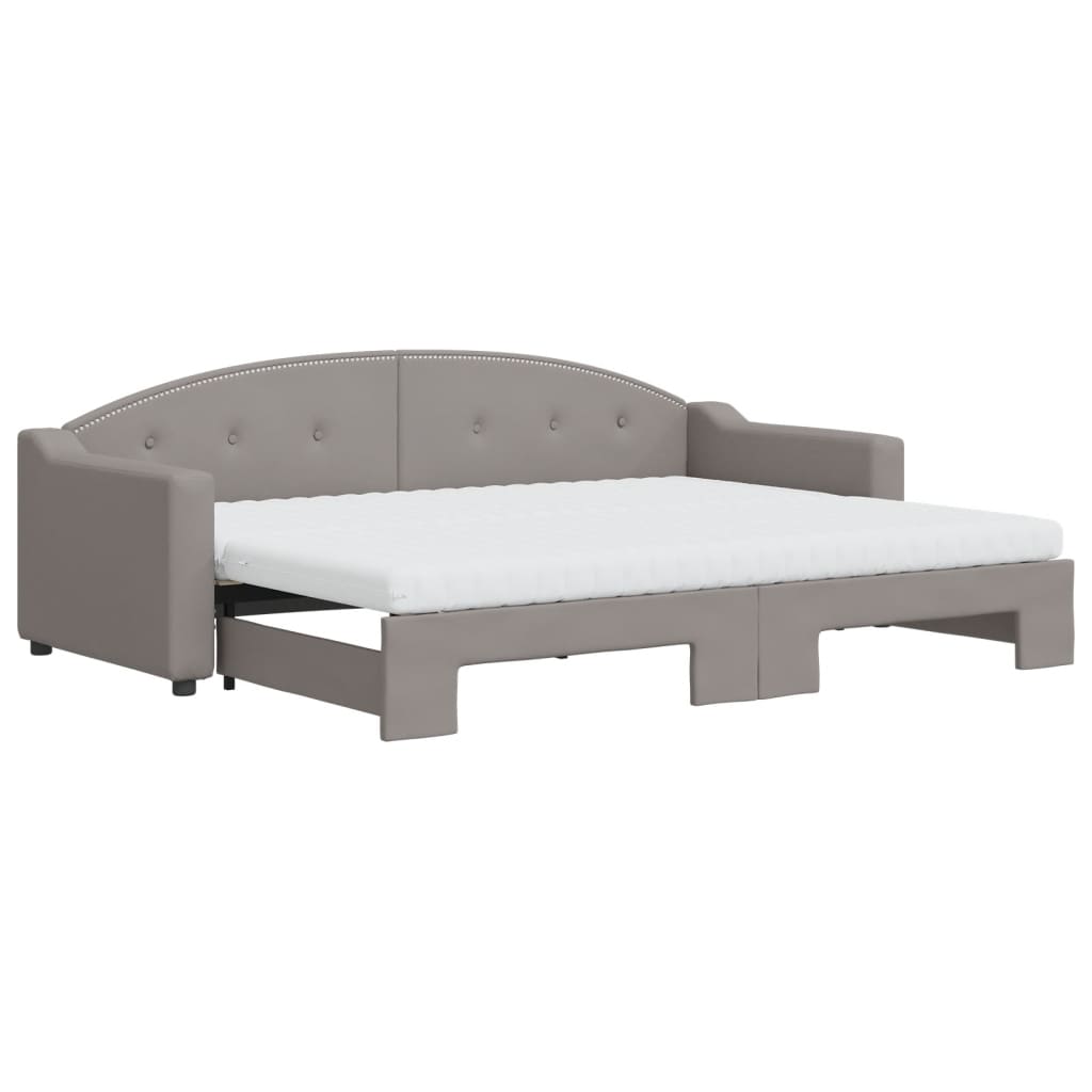 Lit de jour avec gigogne et matelas taupe 80x200 cm tissu - XIOS