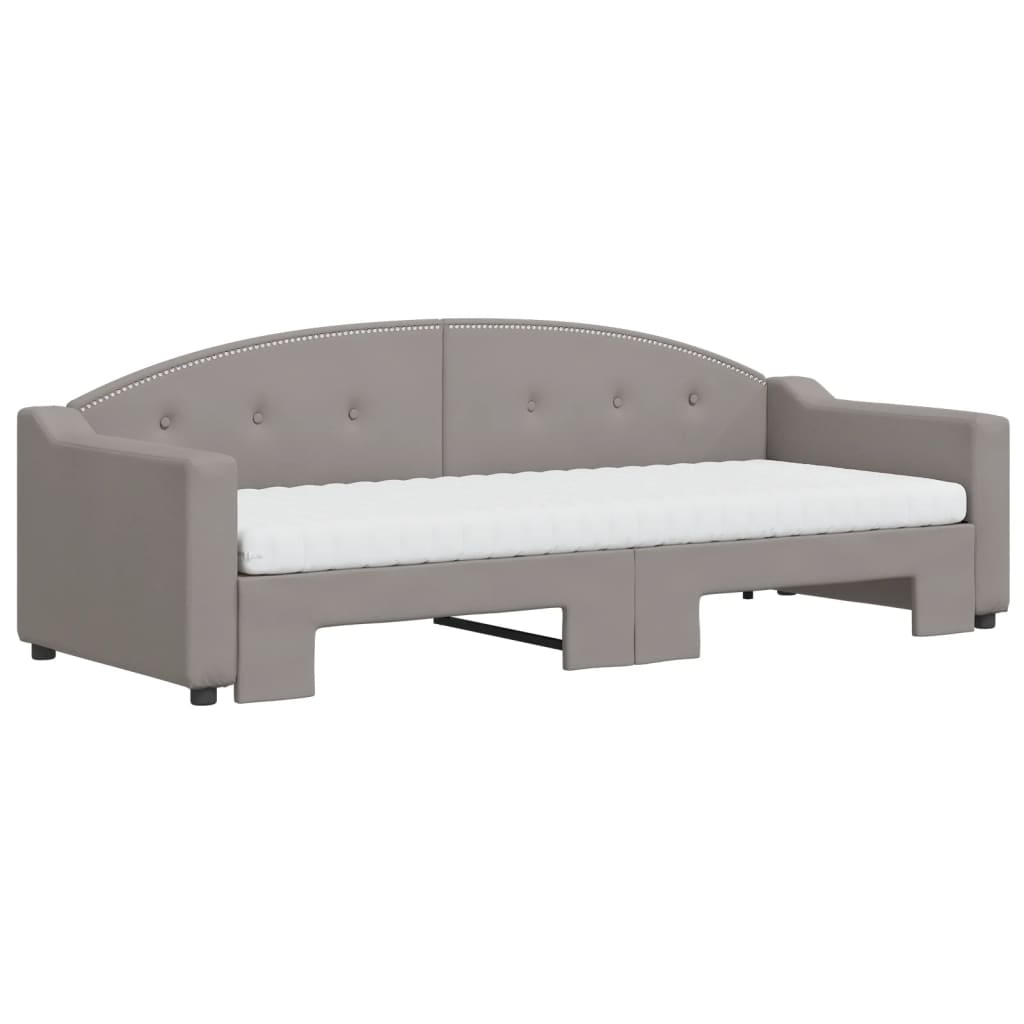 Lit de jour avec gigogne et matelas taupe 80x200 cm tissu - XIOS