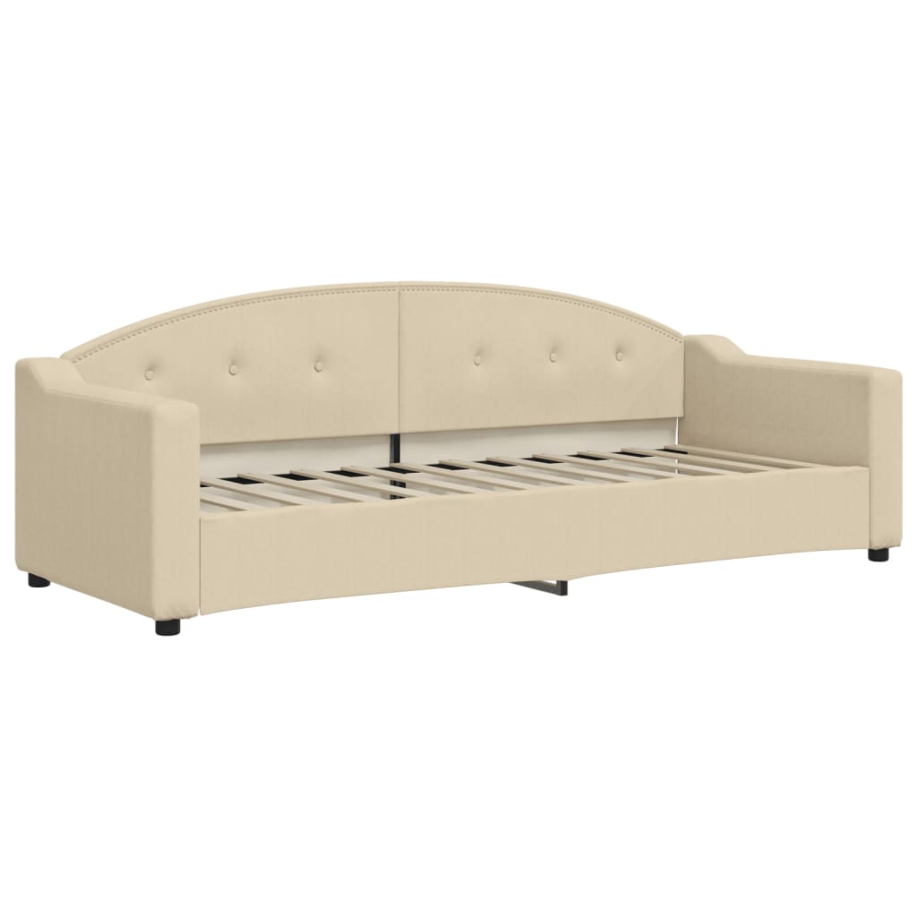 Lit de jour avec gigogne et matelas crème 80x200 cm tissu - XIOS