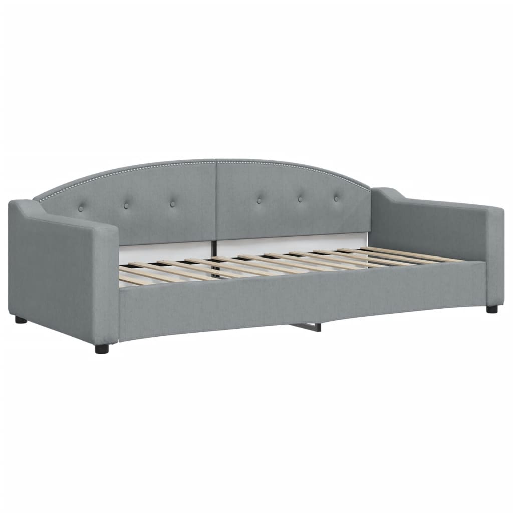Lit de jour avec gigogne et matelas gris clair 90x200 cm tissu - XIOS