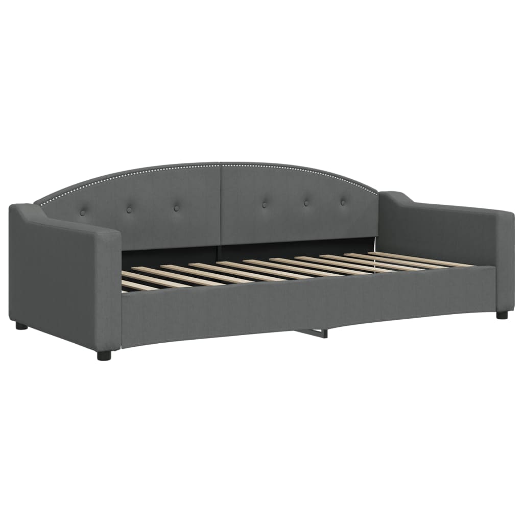 Lit de jour avec gigogne et matelas gris foncé 90x200 cm tissu - XIOS