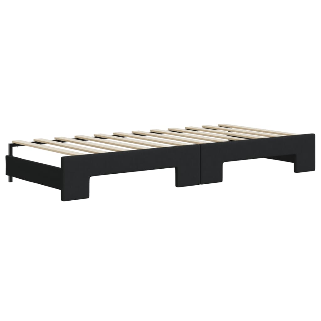 Lit de jour avec gigogne et matelas noir 90x200 cm tissu - XIOS