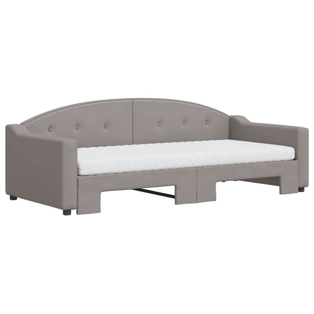 Lit de jour avec gigogne et matelas taupe 90x200 cm tissu - XIOS