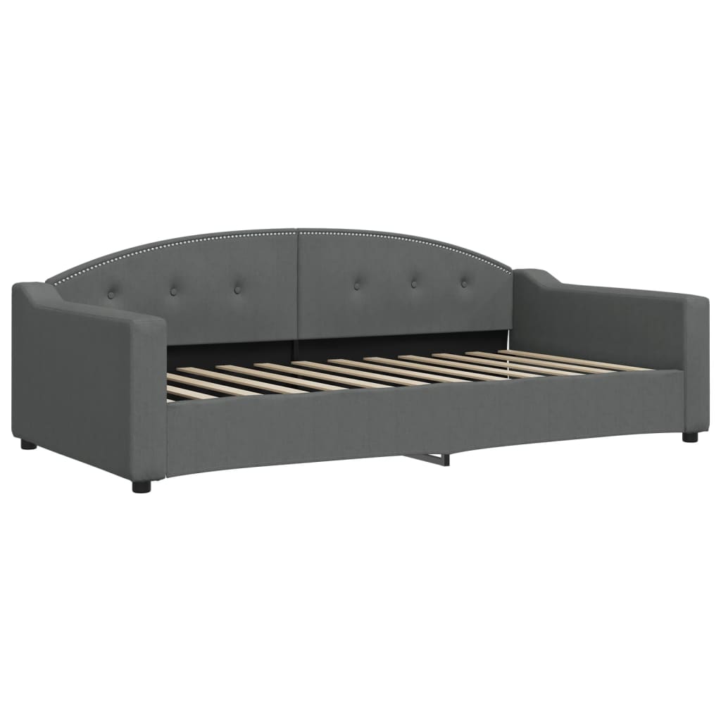 Lit de jour avec gigogne et matelas gris foncé 100x200 cm tissu - XIOS