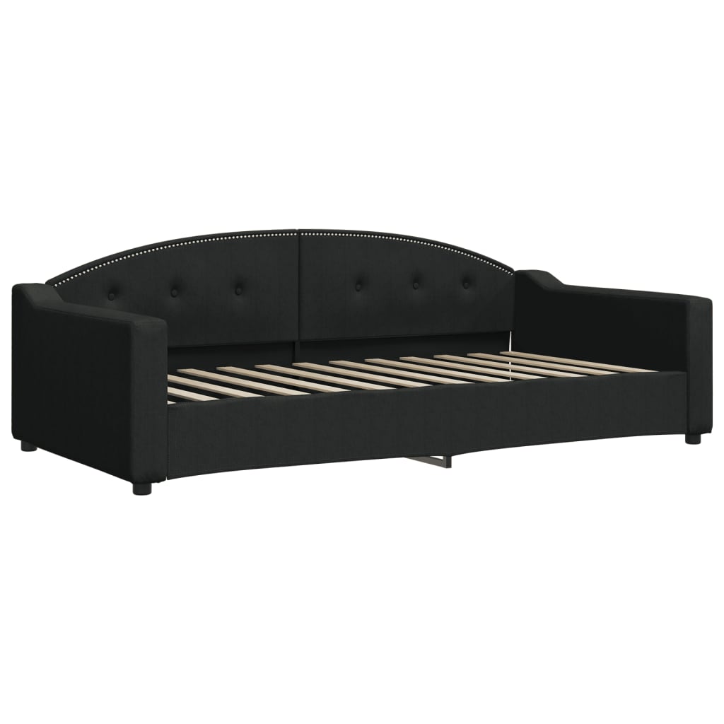 Lit de jour avec gigogne et matelas noir 100x200 cm tissu - XIOS