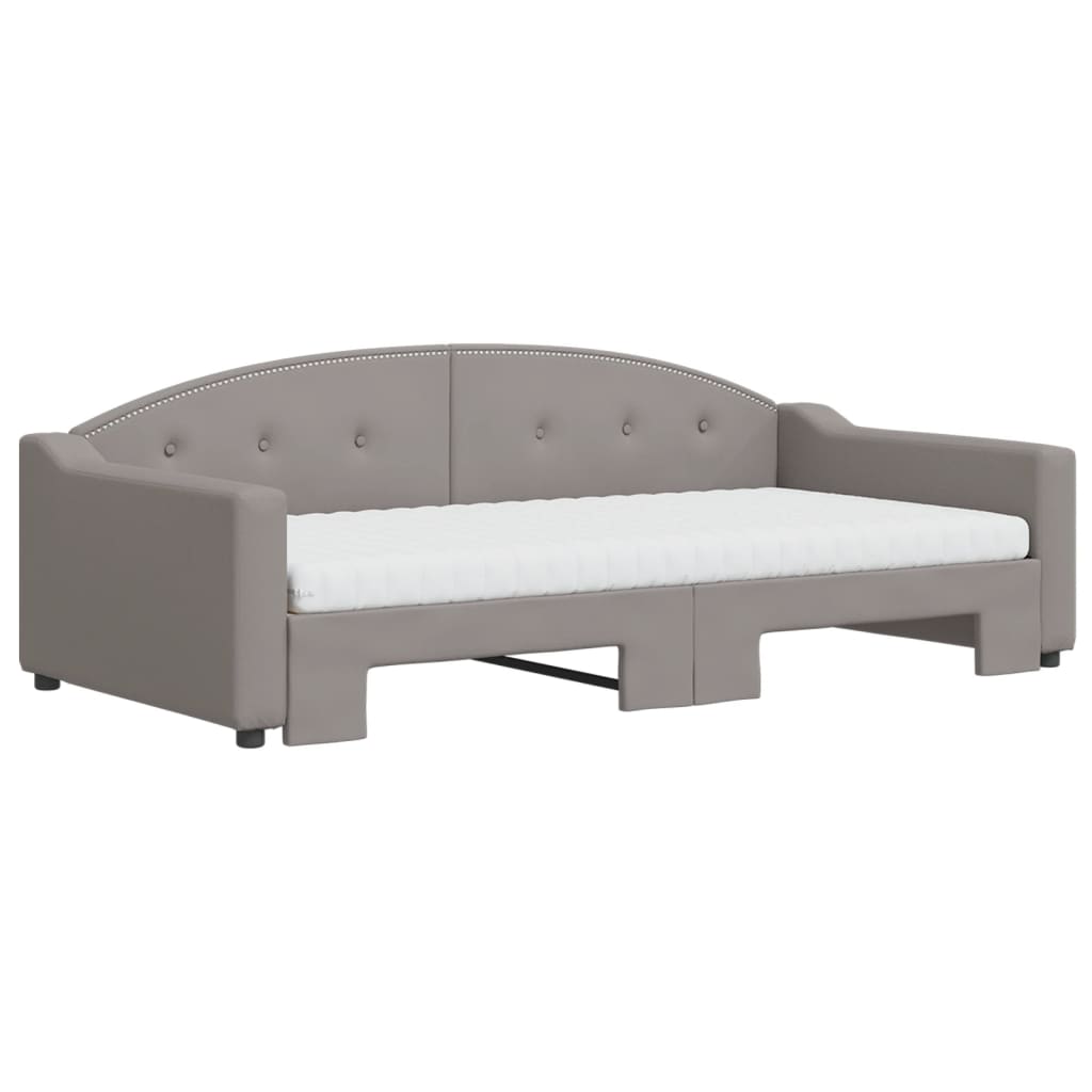 Lit de jour avec gigogne et matelas taupe 100x200 cm tissu - XIOS