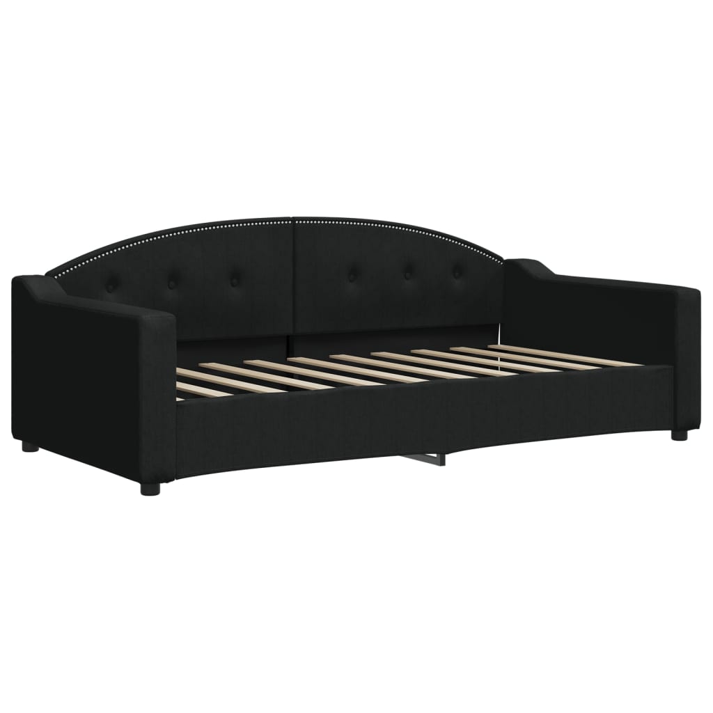 Lit de jour avec gigogne et matelas noir 90x190 cm tissu - XIOS