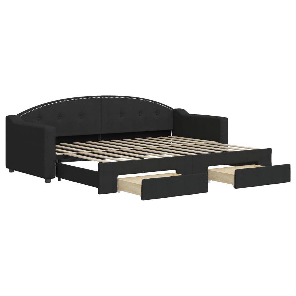 Lit de jour avec gigogne et tiroirs sans matelas noir 80x200 cm - XIOS