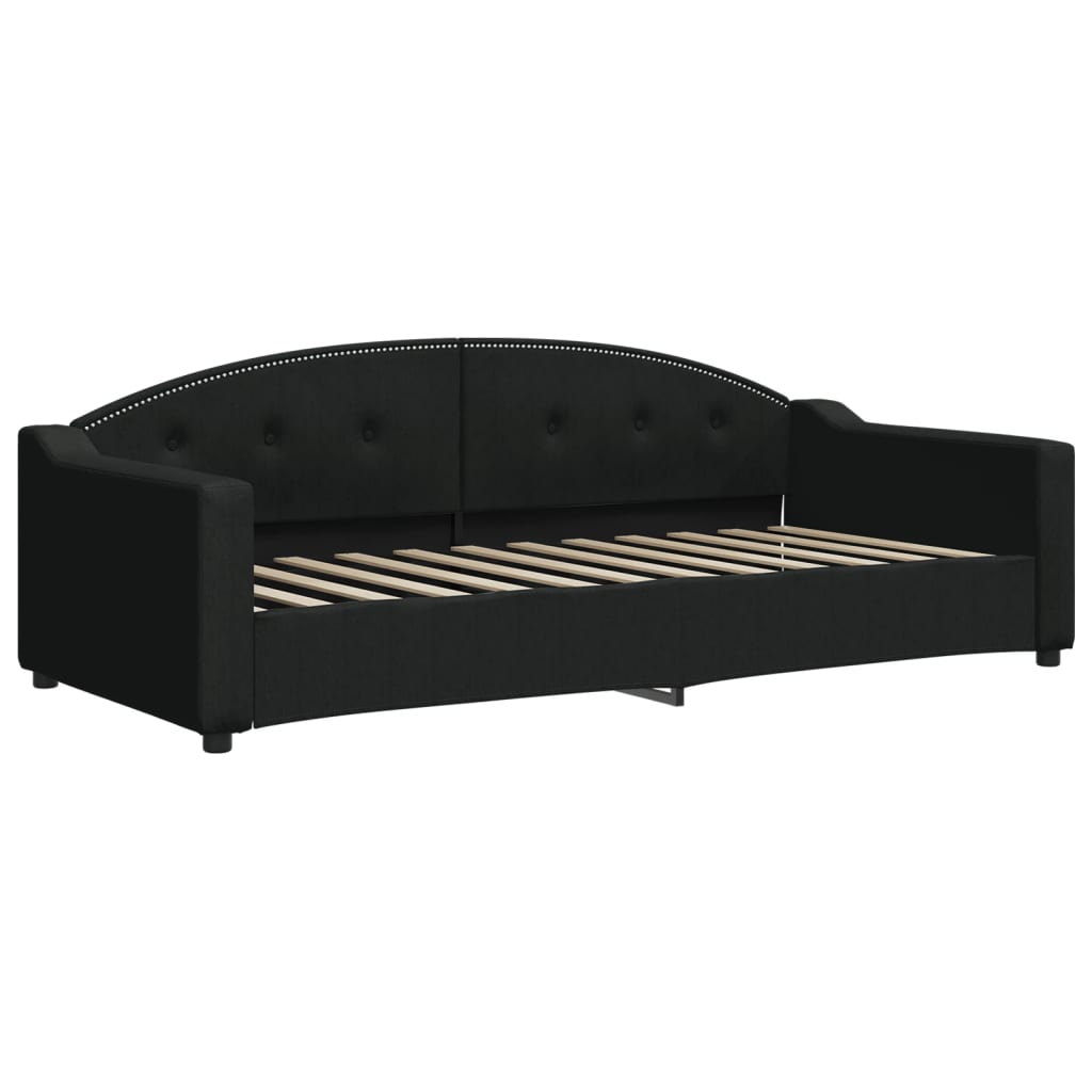 Lit de jour avec gigogne et tiroirs noir 90x200 cm tissu - XIOS