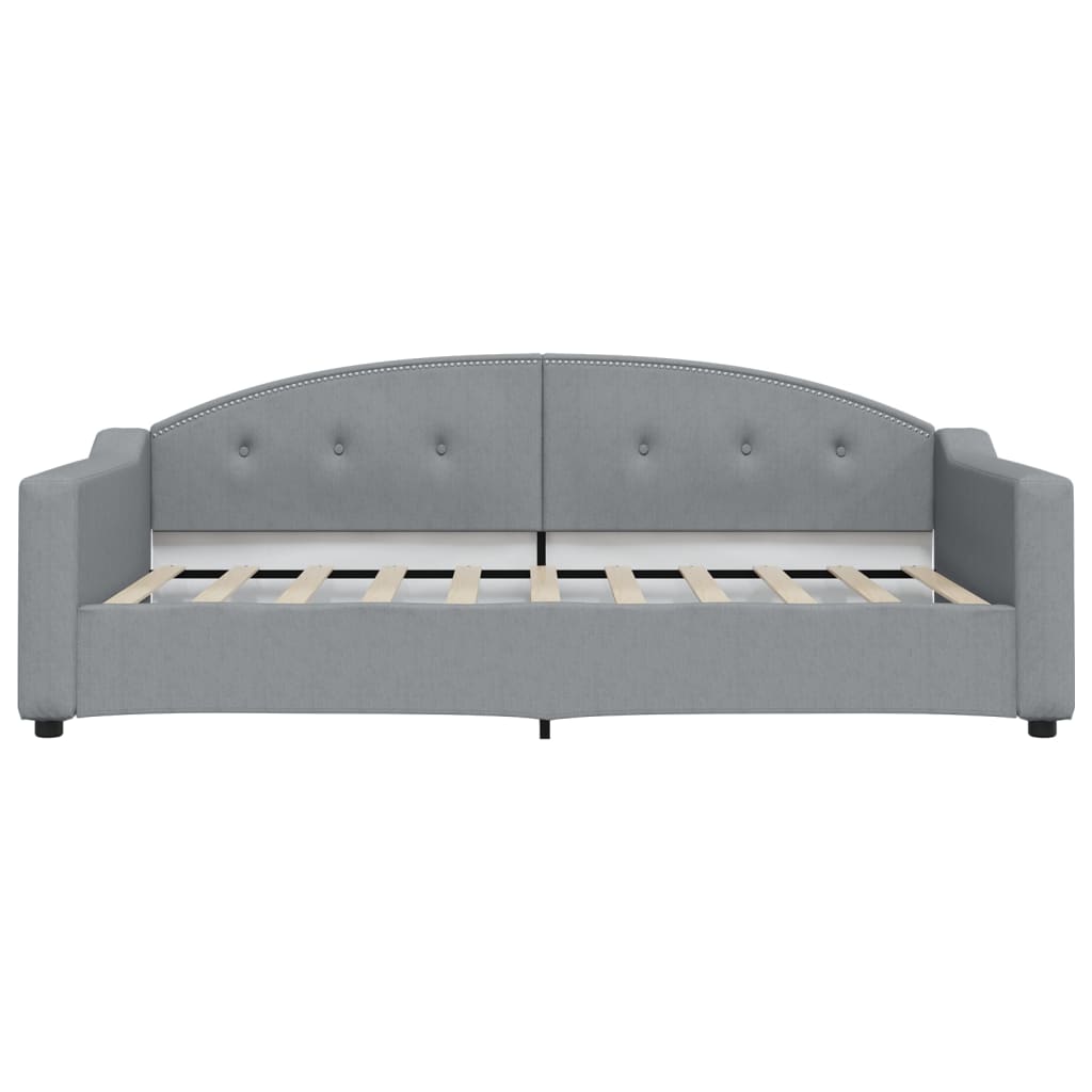 Lit de jour avec lit gigogne gris clair 100x190 cm tissu
