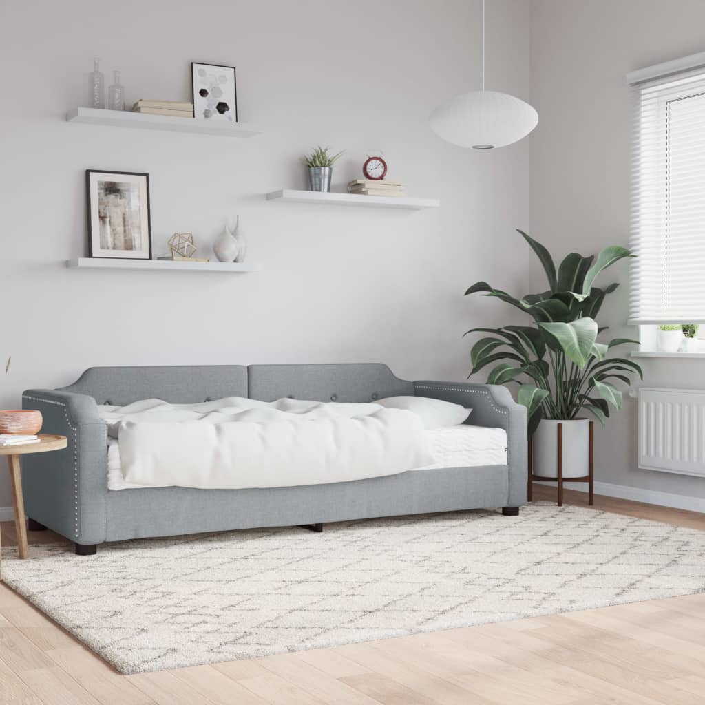 Lit de jour avec matelas gris clair 80x200 cm tissu - XIOS