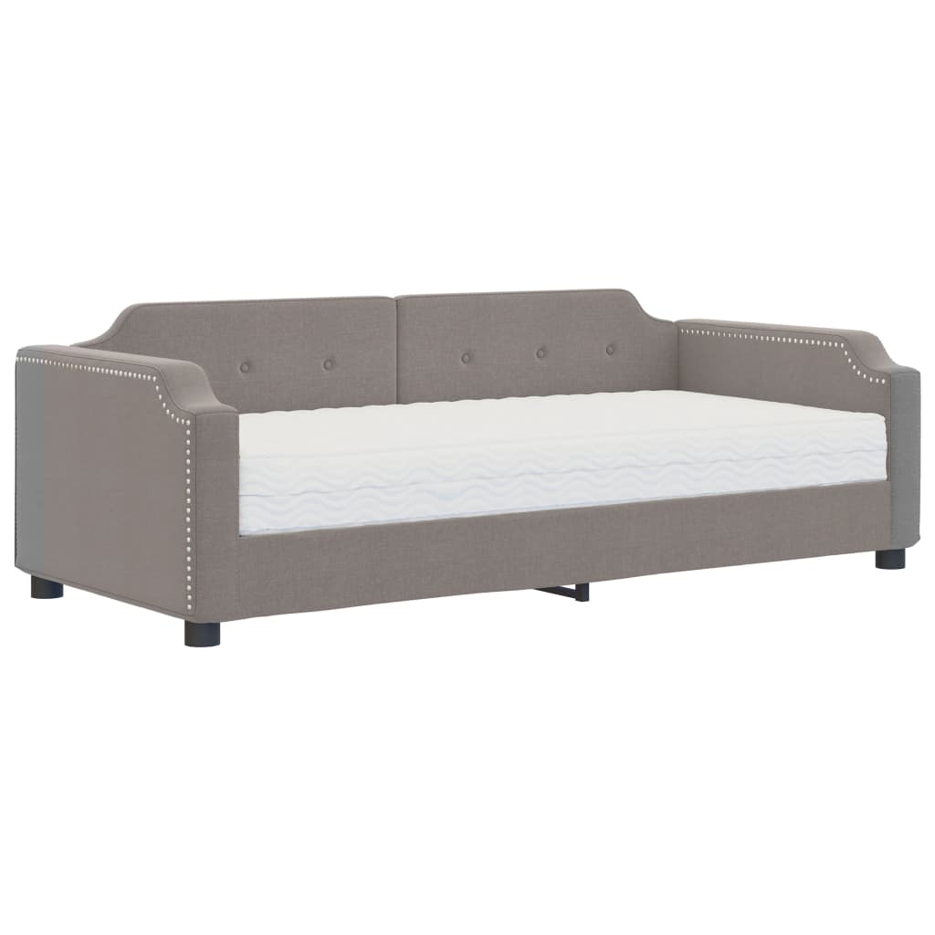 Lit de jour avec matelas taupe 80x200 cm tissu - XIOS
