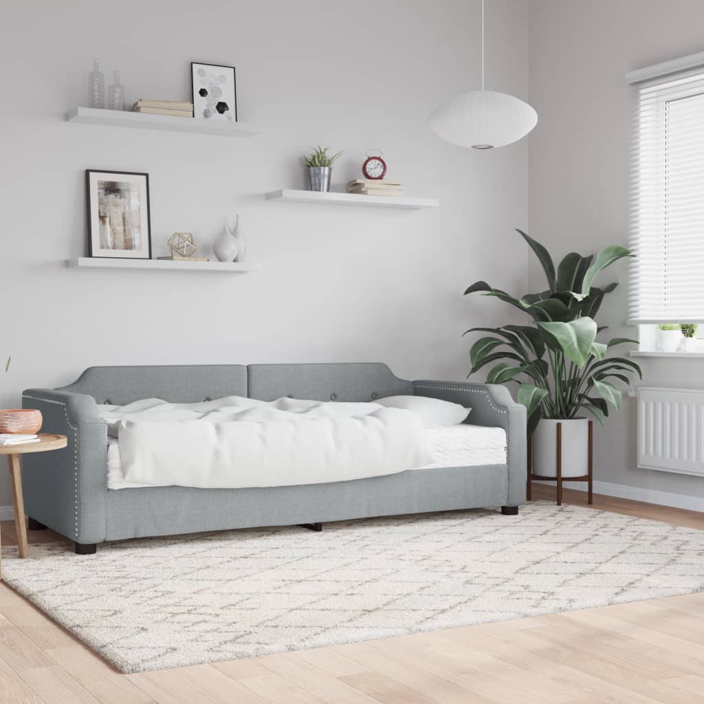 Lit de jour avec matelas gris clair 90x200 cm tissu - XIOS