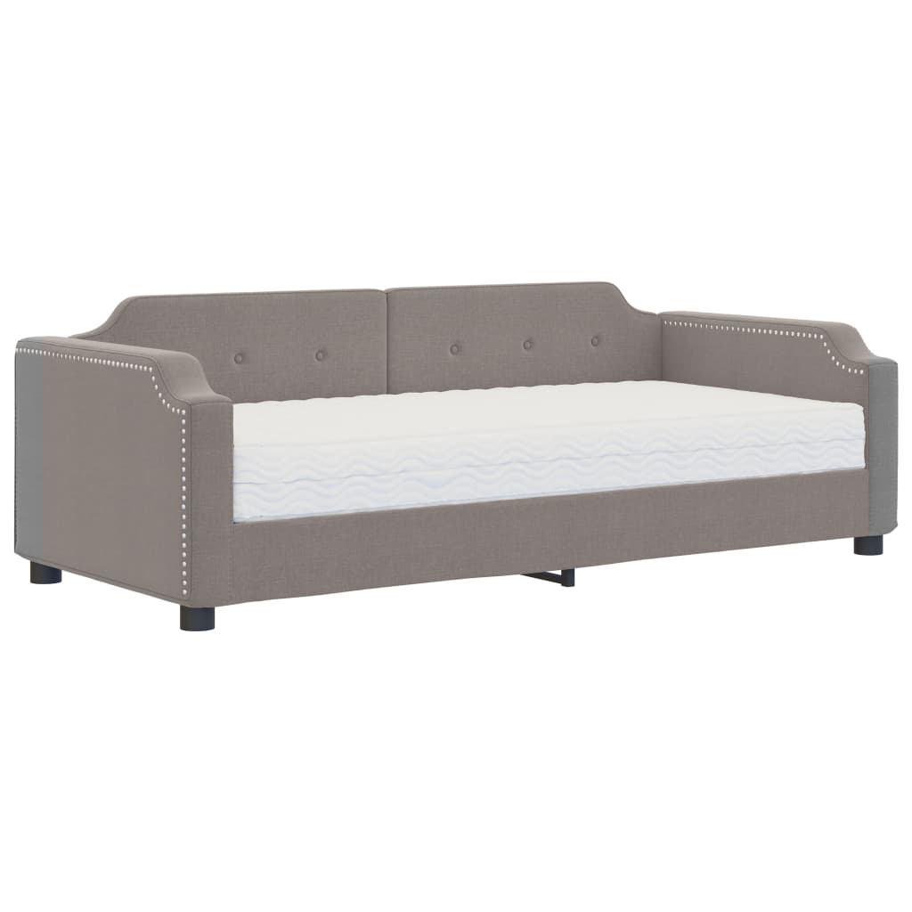 Lit de jour avec matelas taupe 90x200 cm tissu - XIOS